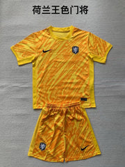 Kid Size Netherlands national yellow GK Jersey