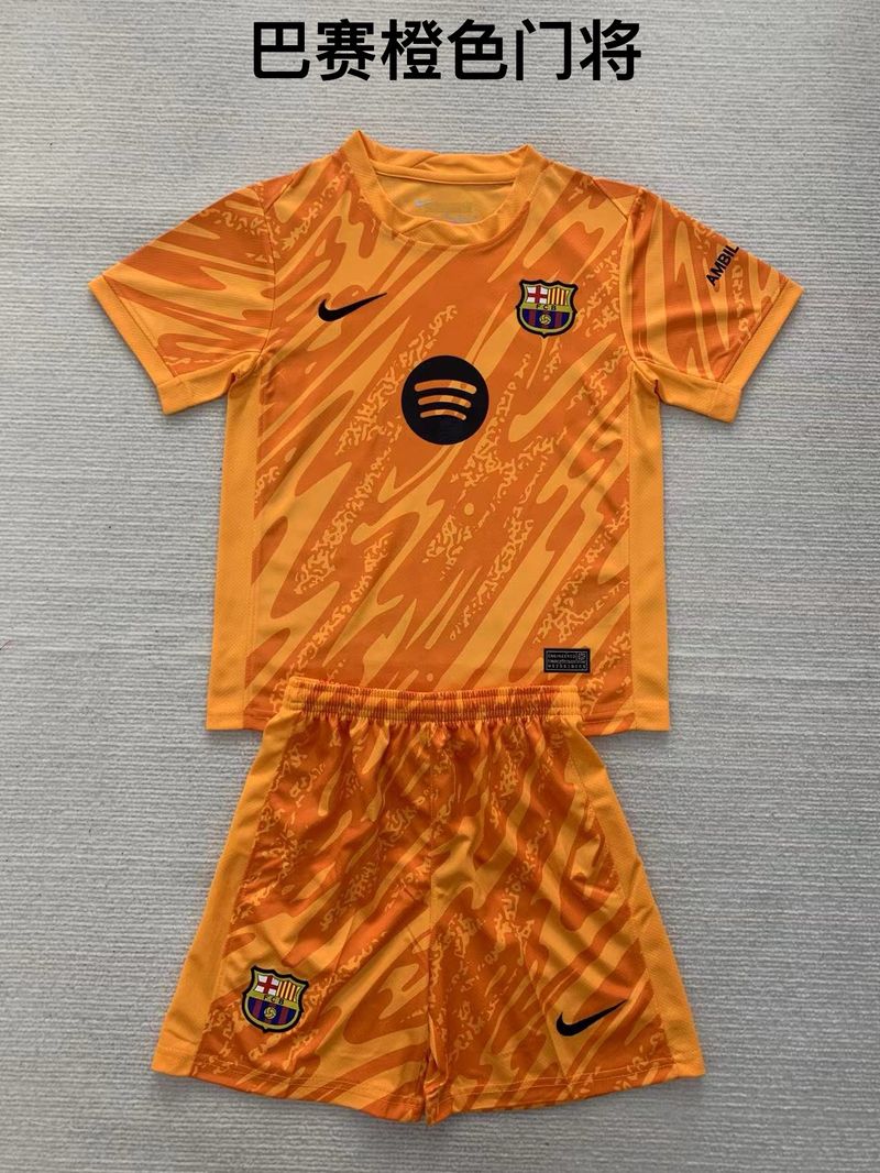 Kid Size FC Barcelona orange GK Jersey