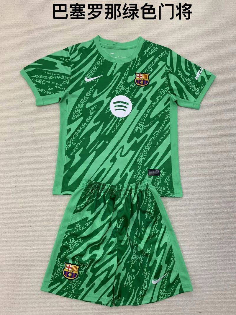 Kid Size FC Barcelona green GK Jersey