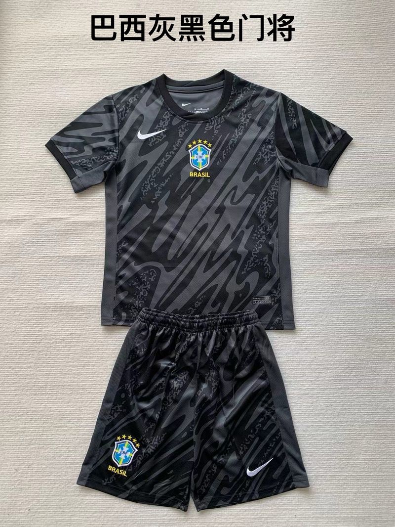 Kid Size Brazil national black GK Jersey