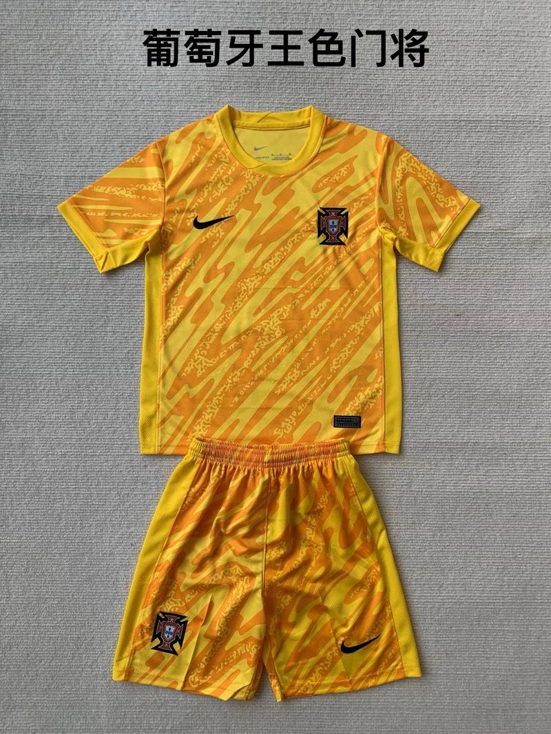 Kid Size Portugal national yellow GK Jersey