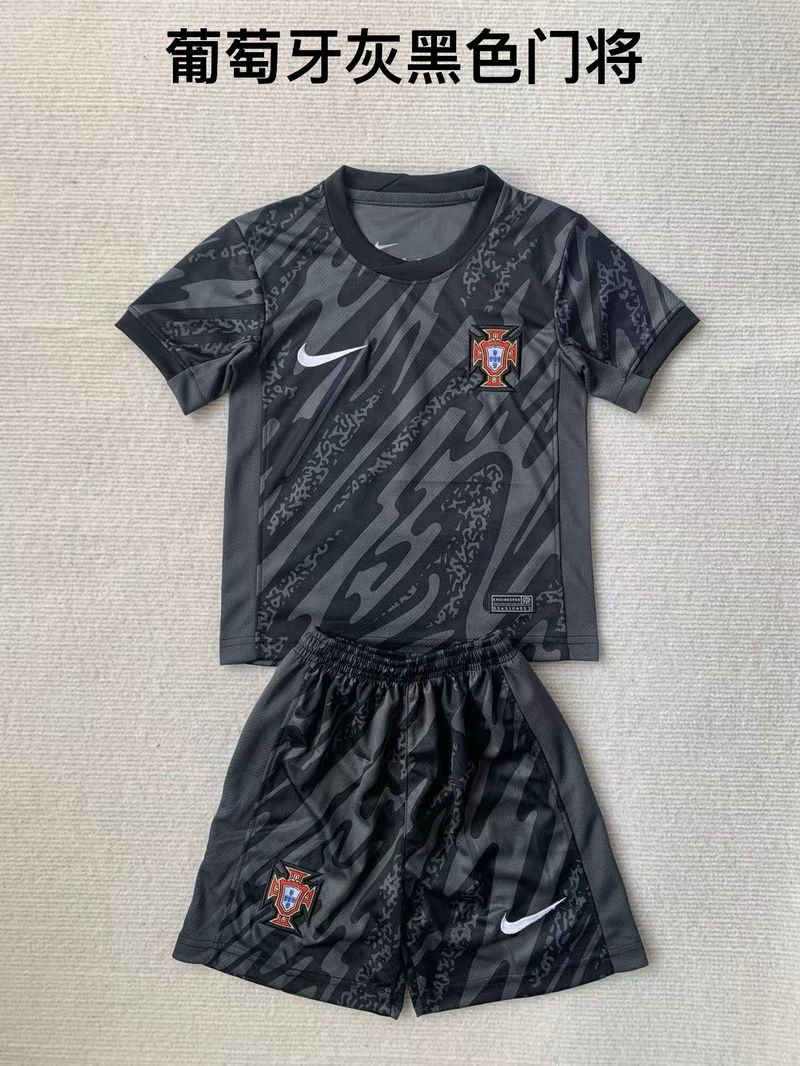 Kid Size Portugal national black GK Jersey