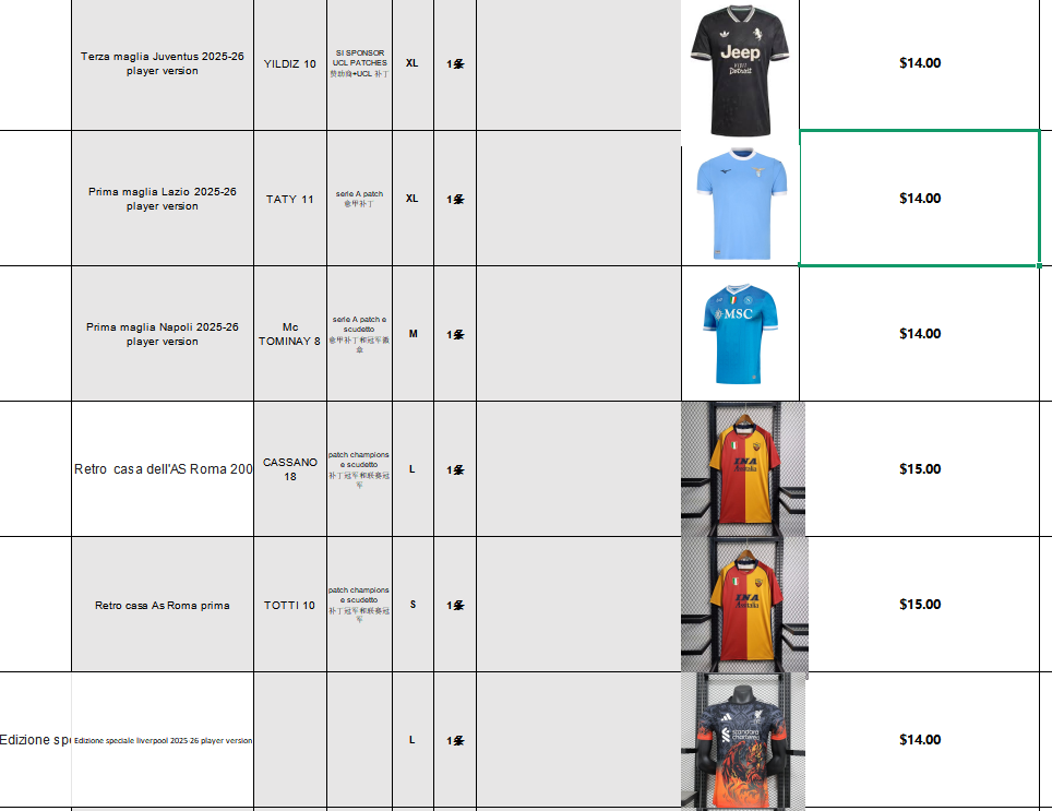 Custom order（33 items Italy9.25) $482