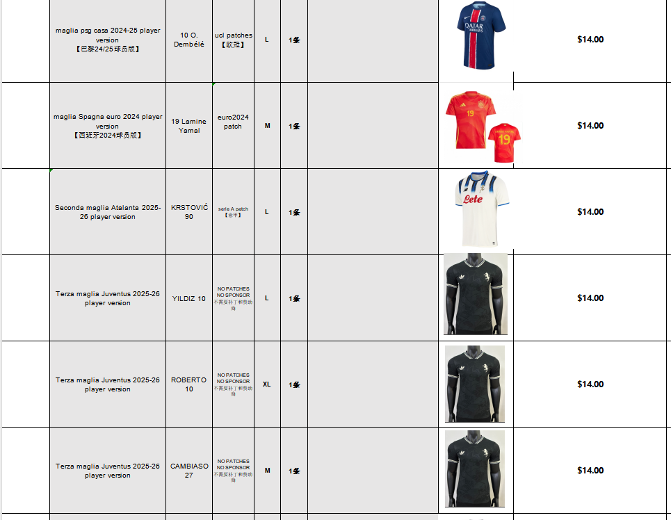 Custom order（33 items Italy9.25) $482