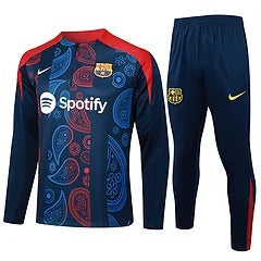 2024/2025 Barcelona Half zipperRoyal Blue Geometric Inkjet Training Suit