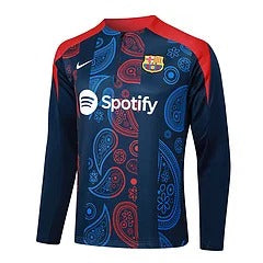 2024/2025 Barcelona Half zipperRoyal Blue Geometric Inkjet Training Suit